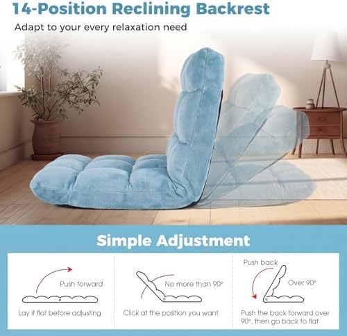 COSTWAY Floor Chair, 14 Positions Adjustable Floor Gaming Chair
