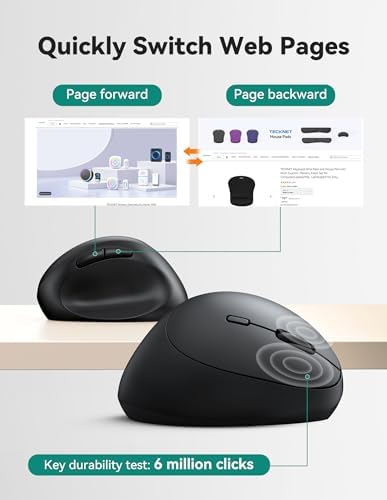 TECKNET Ergonomic Wireless Mouse 2.4G Vertical Mouse Silent 4800 DPI