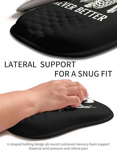 Hokafenle Ergonomic Wrist-Hugging Mouse Pad Wrist Support, U-Shaped Holding Wrist Rest Mousepad for Carpal Tunnel Pain Relief with Cushioned Memory Foam Slope Massage Bulge (10.2x8.3 in,Never Better)