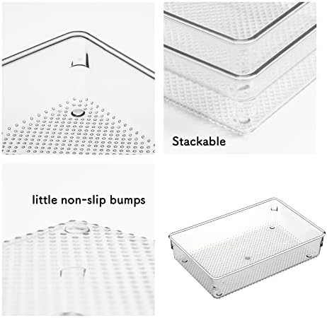 5 Pack Clear Plastic Drawer Organizer Tray Cutlery Utensil Makeups Drawer Silverware Organizers 6" X 9"