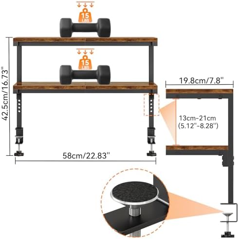 IBUYKE Clamp on Desk Shelf, 22.8” Large Desk Extender Shelves UTMZ010H