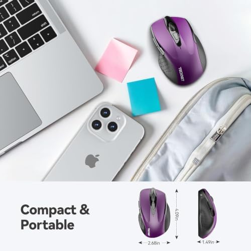 TECKNET Wireless Mouse Rechargeable, 2.4G Computer Mice with USB-A Receiver