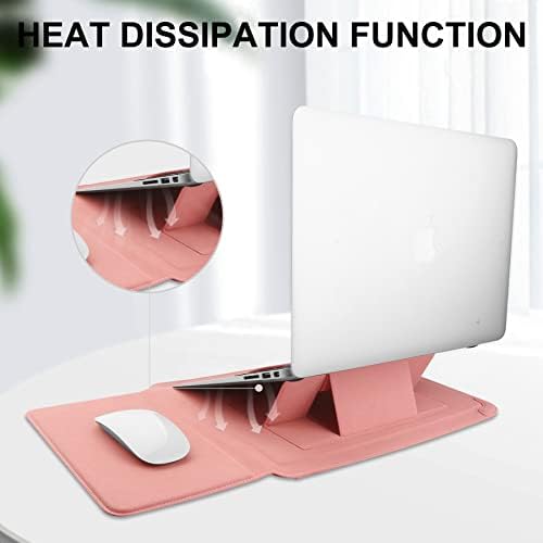HoYiXi 15 16 Inch Laptop Sleeve Case Leather Bag for MacBook Pro 16 2021 & 2019/ASUS Vivobook 15/Huawei MateBook D15/HP 15.6" PC/MacBook Pro 15/Surface Laptop 3/Dell Inspiron 15/IdeaPad, Pink