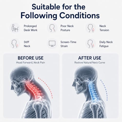 Neck Brace Posture Corrector, Memory Foam Cervical Collar for Pain Relief & Neck Hump, Adjustable Neck Support for Office, Travel & Daily Use - Soft Breathable, Men Women