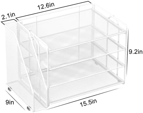 Spacrea Desk Organizers and Accessories, Paper Organizer for Desk with File organizer, Desk Accessories & Workspace Organizers for Office Supplies (White)