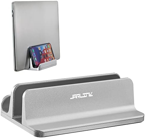 JARLINK 2-in-1 Vertical Laptop Stand, Adjustable Aluminum Desk Dock, Silver