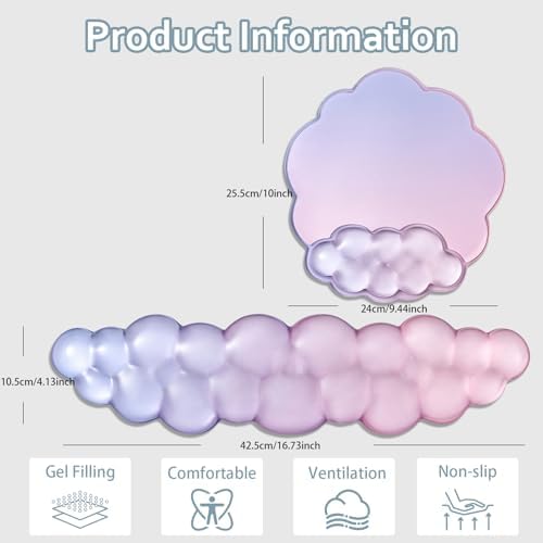 Gel Cloud Mouse Pad with Wrist Rest Set for Keyboard - Offcie Accessories