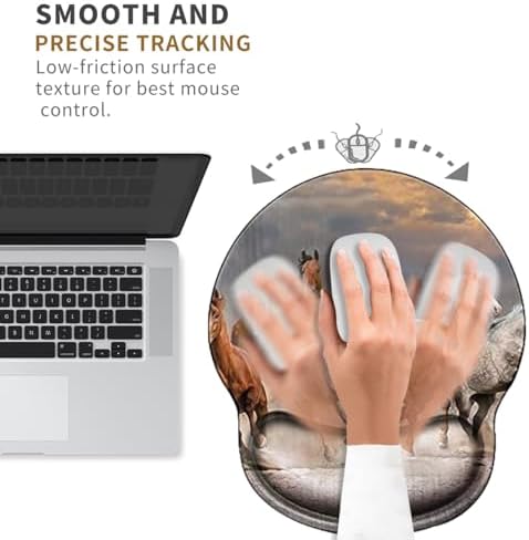 Horse Mouse Pad with Wrist Support Gel Mousepad Wrist Rest Ergonomic Animal No-Slip Mouse Mat Gaming Computer Mouse Pads Desk Accessories for Men Office Work