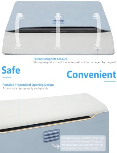 HYZUO 15-16 Inch Laptop Case Sleeve with Adjustable Stand, Pale Blue