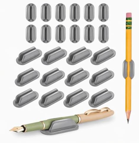 24 Pack Adhesive Pencil Holders for Desk, Silicone Pen Holder,Gray