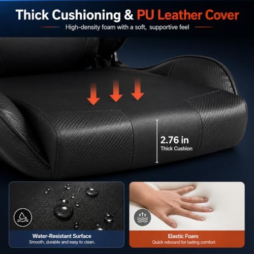 Gaming Chair Office Chair Desk Chair with Lumbar Support Headrest Armrest Task Rolling Swivel Ergonomic E-Sports Adjustable PC Gamer Chair Black