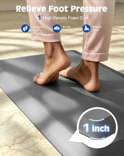FEATOL 1 Inch Extra Thick Anti-Fatigue Mat for Standing Desk & Kitchen