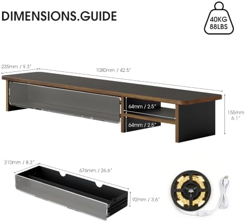 Fenge Monitor Stand with Acrylic Display Drawer for Figures & Collectibles