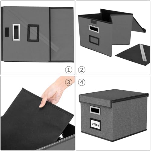 File Organizer Box with Lids, Collapsible File Folder Organizer