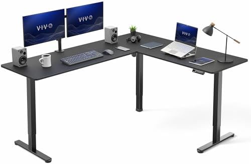 VIVO Black 75 x 63 in Corner Standing Desk, DESK-E3CTB-75