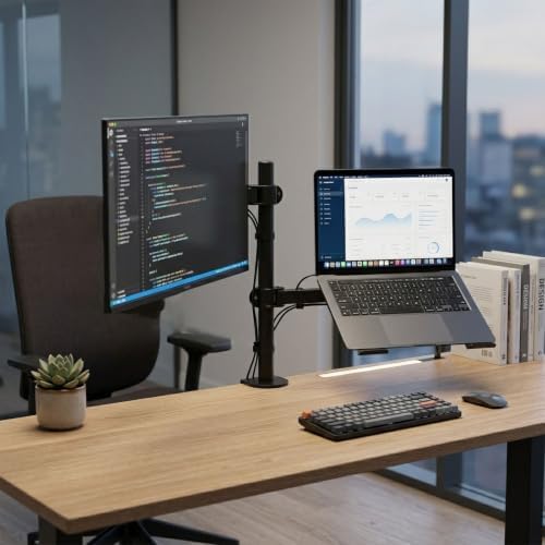 2-in-1 VESA Monitor and Laptop Desk Mount Stand Adjustable Arm