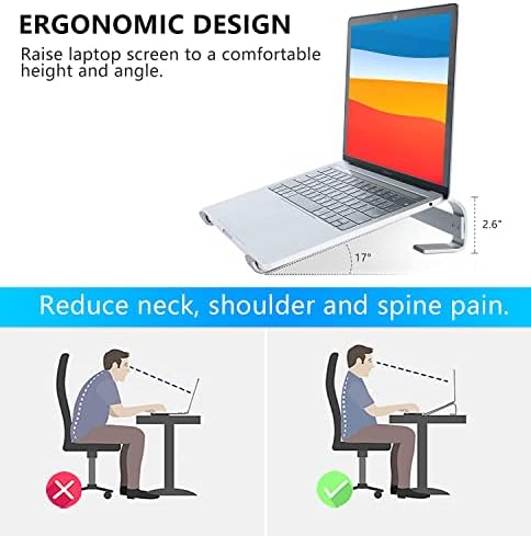 Laptop Stand for Desk, Ventilated Aluminum Laptop Riser, Silver