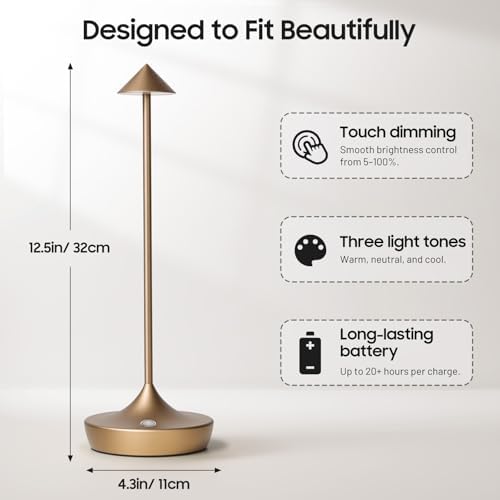 Cordless Table Lamp, Rechargeable 6000mAh Battery Table Light
