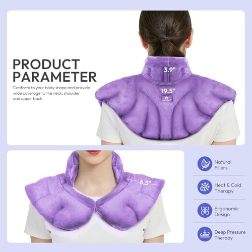 Microwavable Heat Pad for Neck and Shoulders, Warm Compress Wrap, Purple
