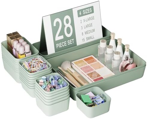 Drawer Organizers Bins 28 PCS for Bathroom Makeup Desk Office