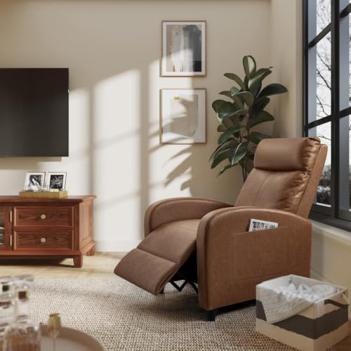 Homall Recliner Chair, Recliner Sofa PU Leather for Adults, Khaki Recliners
