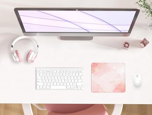 eulps Mouse Pad with Stitched Edge, Multiple Patterns Computer Mouse Pads with Non-Slip Rubber Base, Washable Cloth Mousepad, for Gaming, Laptop, PC (Blush Gold)