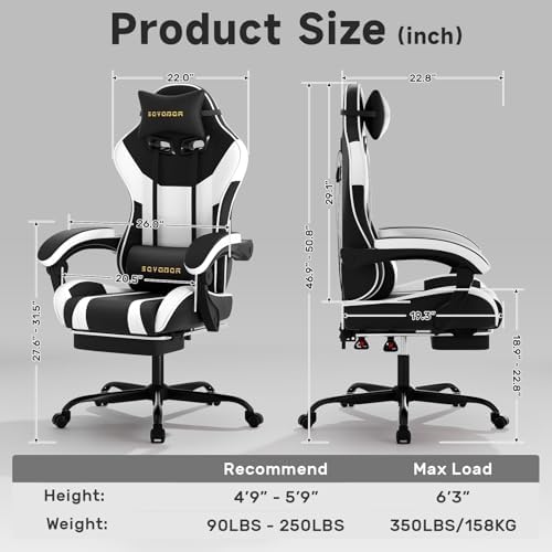 Ergonomic Gaming Chair,A Versatile 3-in-1 Video Game Chair for Work, Study, and Gaming,Features an Adjustable Backrest, Footrest, and Linked Armrests Office Chair for Adults,Blackwhite