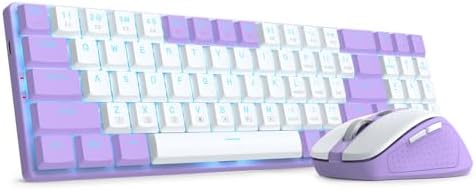 Redragon BS8773 Wireless Keyboard and Mouse Combo, 78 Keys 2.4Ghz Wireless Low-Profile Mechanical Red Switch Keyboard w/Slim Compact Design & Single Blue Backlit, Comfort Grip 2400 DPI Max Mouse