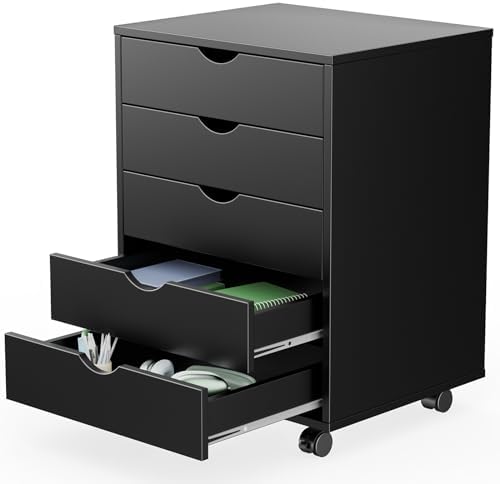 Sweetcrispy 5 Drawer Wooden Dresser, Storage Cabinets, Room Organization