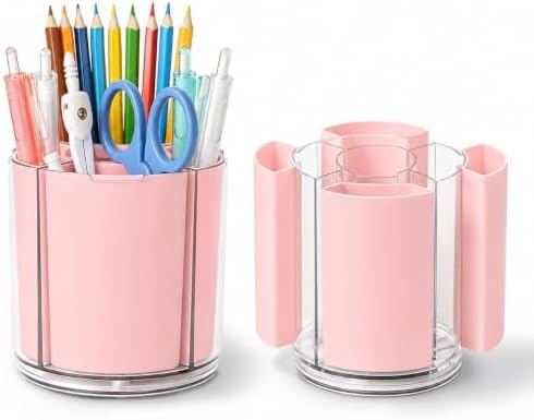 360° Rotating Pen Holder for Desk Adjustable Pencil Organizer, Pink