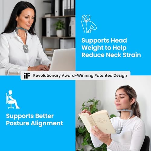 Neck Helper, New Generation Auto Size Adjustment, Revolutionary Cervical Support Brace for Cervical Pain, Discreet & Lightweight Cervical Collar (Blue Univeral Size)
