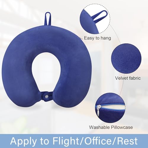 Travel Pillow, Neck Pillows for Airplanes, Memory Foam, Vivid Blue