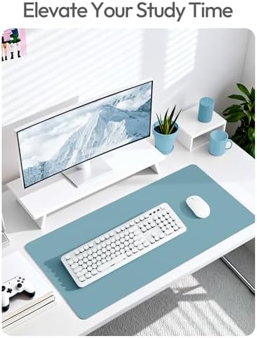 YSAGi Leather Desk Protector, Office Mat, Large Mouse Mat, Non-Slip PU Leather Blotter, Laptop Desk Mat, Waterproof Writing Pad for Office and Home(Aquamarine, 40" x 24")