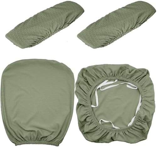 4 Pcs Office Chair Covers Set Computer Armrest Slipcover Seat, Grass Green