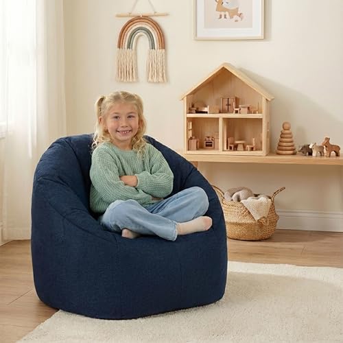 Big Joe Milano Bean Bag Chair for Kids, Teens, Adults, Denim Cobalt Lenox, Durable Woven Polyester, 2.5 foot Refillable