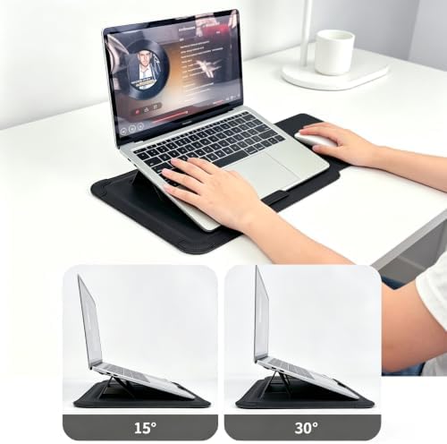 16 Inch Multifunctional Laptop Sleeve Case with Stand Soft Slim Cover for MacBook Pro/Air/ThinkPad X1/Dell XPS/Lenovo Yoga/HP Pavilion/ASUS Zenbook/LG gram/Chromebook 15" 15.3" 15.6"