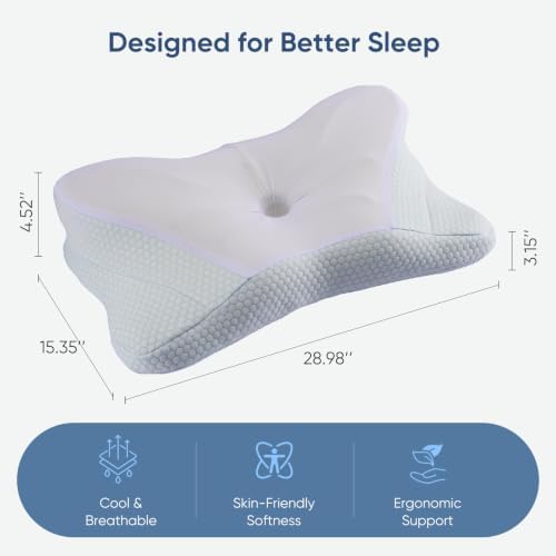 Cervical Neck Pillow, Memory Foam Contour Pillow, Queen