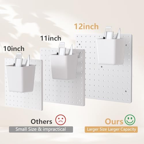 FZK Modular Plastic Peg Board Wall Organizer Kit, 12x12, White