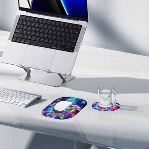 Small Mouse Pad，Mini Mouse Pad 6 x 7 Inch，for Laptop Keyboard Tray Wireless Mouse Home Office Travel，with Non-Slip Rubber Base, Waterproof Mouse Mat，Sea Turtle