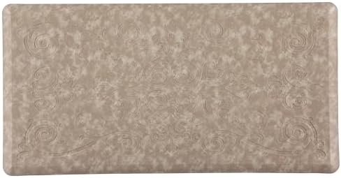 J&V TEXTILES Medallion Embossed Kitchen Mat Cushioned Anti Fatigue Floor Mat, Thick Non Slip Waterproof Kitchen Rugs and Mats, Standing Mat for Kitchen,Floor,Desk,Sink,Laundry, (Beige, 20" X 39")