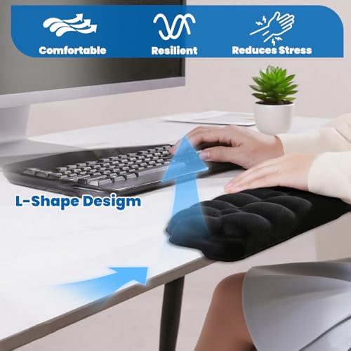 Arm Rest for Desk, Cloud L-Shaped Memory Foam Elbow Pads with Non-Slip Base, 2-Piece Ergonomic Desk Edge Cushion & Wrist Rest for Computer Keyboard, Office and Home Use