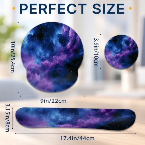 Starry Sky Wrist Rest Mouse Pad 3 Piece Set with Keyboard Rest and Coaster