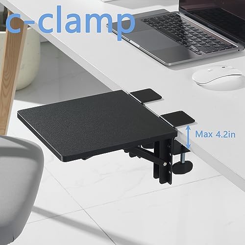 ETHU Compact Foldable Desk Extender Tray with Clamp, 9.4x9, Black
