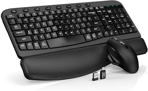 SABLUTE Wireless Keyboard and Mouse Combo with Ergonomic Wave Keys