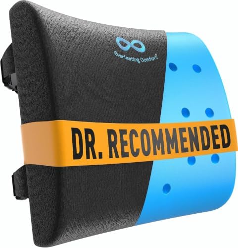 Everlasting Comfort Lumbar Support Pillow for Office Chair - Improves Posture, Promotes Back Pain Relief - Superior Back Support for Gaming and Desk Chairs - Lumbar Pillow for Car, Couch
