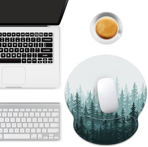 Green Forest Ergonomic Mouse Pad with Wrist Rest for Desk Work Office