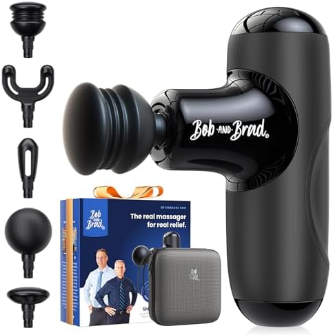 BOB AND BRAD Q2 Mini Massage Gun, Pocket-Sized Deep Tissue Massager Gun, Portable Percussion Muscle Massager Gun, Ultra Small & Quiet Muscle Massage Gun for Muscle Recovery with Carry Case