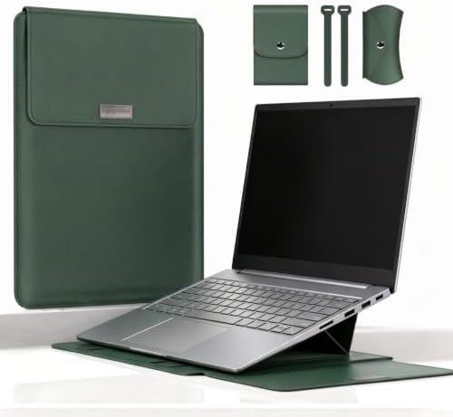 14 Inch Laptop Sleeve Case Leather Bag with Stand for Mac Book Pro