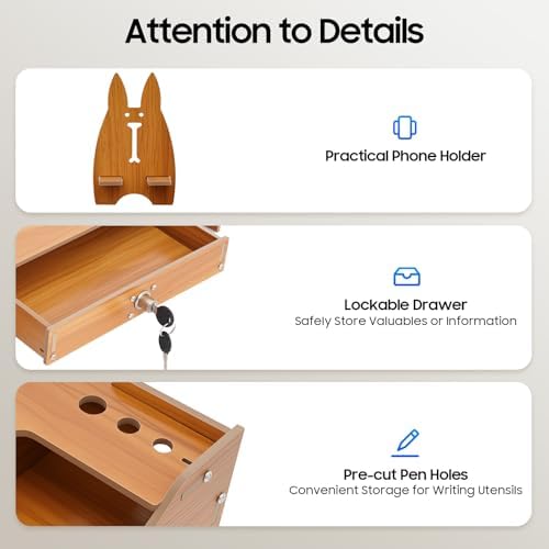 Monitor Stand Riser,Computer Monitor Stand,Monitor Stand Riser with Storage,Desktop Computer Monitor Stand,Multi-Purpose Desk Organizer Shelf,Computer Rack with Lockable Drawer,for Homes,Schools