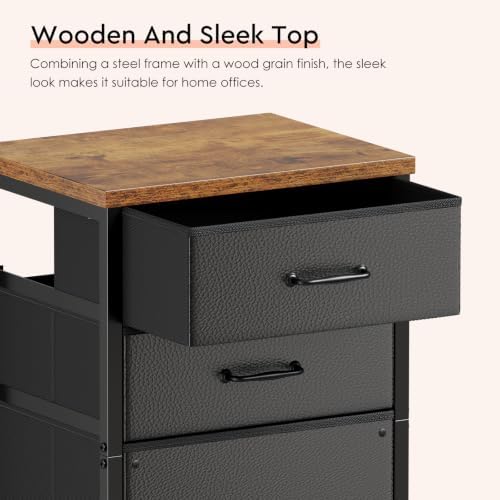 Maihail 3 Drawer Mobile File Cabinet on Wheels Fits A4 Size for Home Office